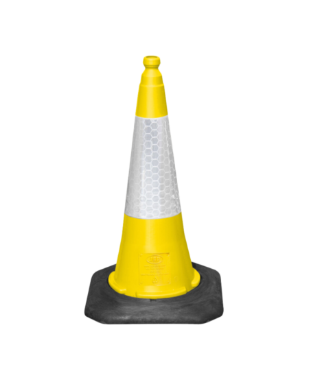 CONE DE SIGNALISATION JAUNE DOMINATOR H75CM + UNE BANDE REFLECHISSANTE