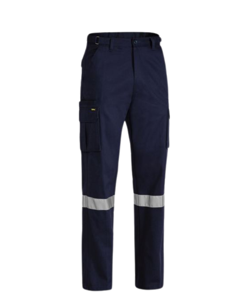 PANTALON BISLEY BLEU CARGO 8 POCHES + BANDES REFLECHISSANTES 3M 100% COTON