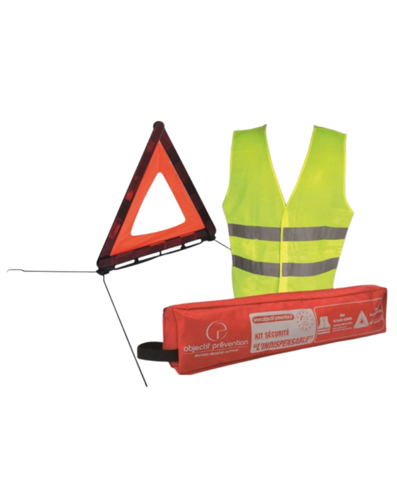 KIT INDISPENSABLE DE SECURITE AUTO (GILET + TRIANGLE DE PRE-SIGNALISATION)