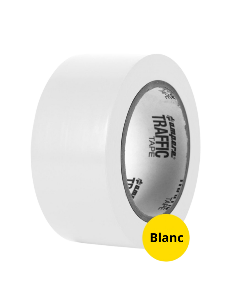 RUBAN ADHESIF DE MARQUAGE AU SOL BLANC- AMPERE TRAFFIC TAPE® SERIE 1, 50MM X33 METRES