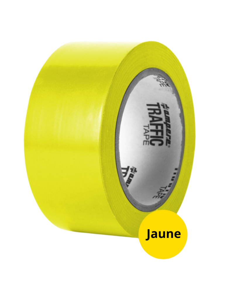 RUBAN ADHESIF DE MARQUAGE AU SOL JAUNE- AMPERE TRAFFIC TAPE® SERIE 1, 50MM X33 METRES