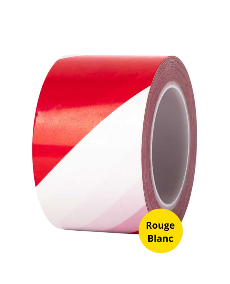 RUBAN ADHESIF DE MARQUAGE AU SOL ROUGE/BLANC - AMPERE TRAFFIC TAPE® SERIE 1, 50MM X33 METRES