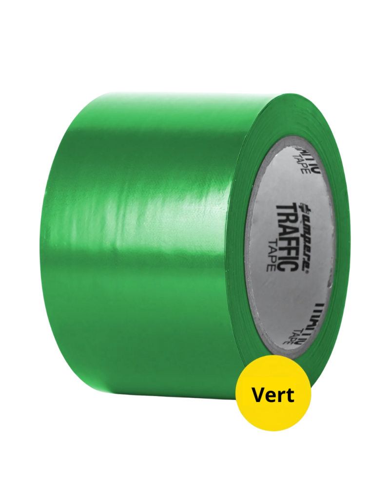 RUBAN ADHESIF DE MARQUAGE AU SOL VERT - AMPERE TRAFFIC TAPE® SERIE 1, 50MM X33 METRES