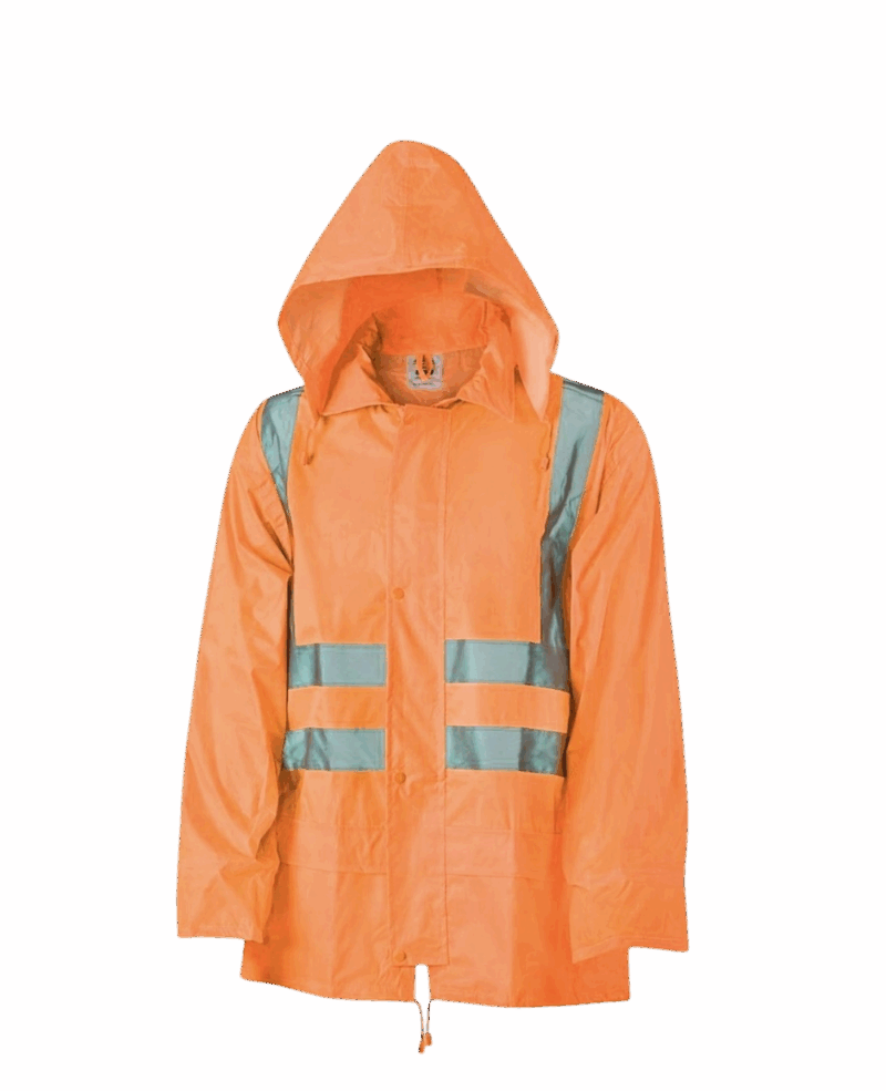 ENSEMBLE DE PLUIE AQUA, VESTE + PANTALON, ORANGE FLUO AVEC BANDES REFLECHISSANTES – Image 2