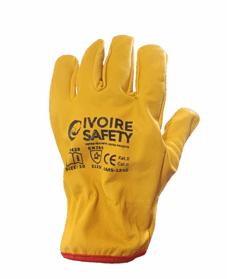 GANT MAITRISE IVOIRE SAFETY AMS-1210 EN CUIR DE CHEVRE, JAUNE