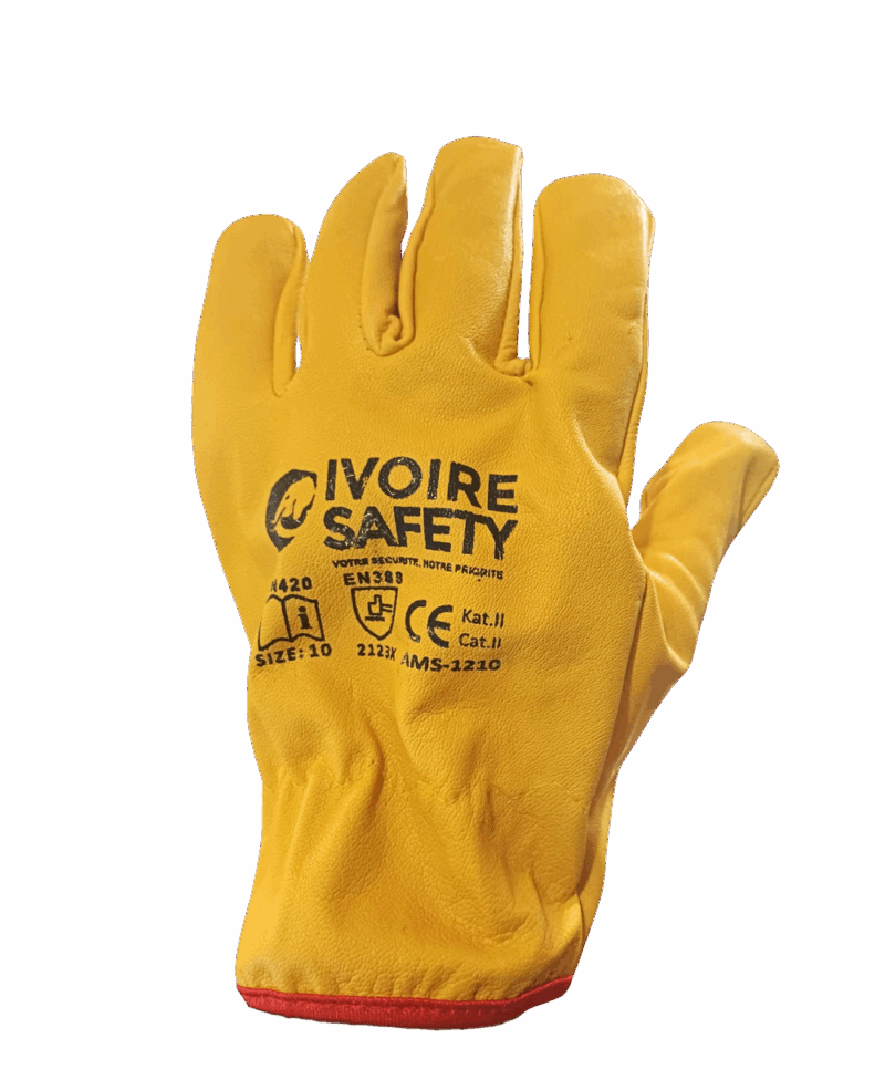 GANT MAITRISE IVOIRE SAFETY AMS-1210 EN CUIR DE CHEVRE, JAUNE