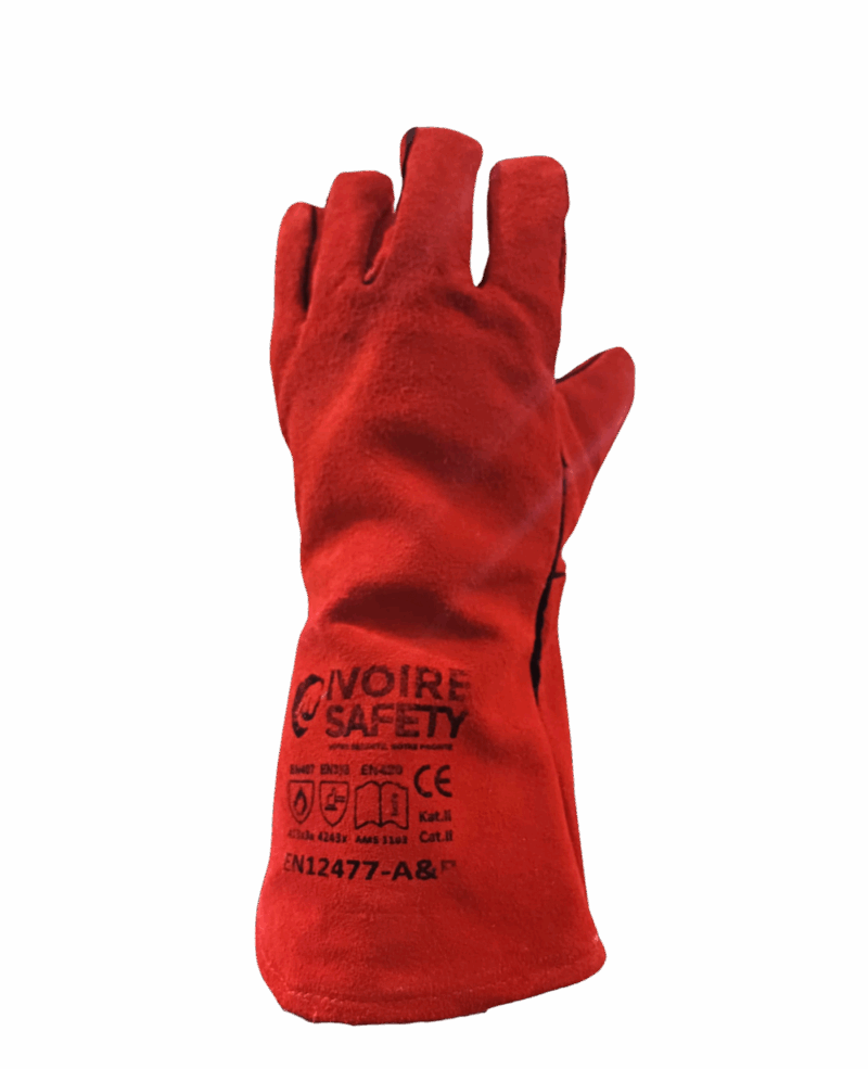 GANT SOUDEUR IVOIRE SAFETY AMS-1103, ANTICHALEUR, ROUGE
