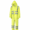 ENSEMBLE DE PLUIE AQUA, VESTE + PANTALON, ORANGE FLUO AVEC BANDES REFLECHISSANTES
