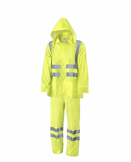 ENSEMBLE DE PLUIE AQUA, VESTE + PANTALON, ORANGE FLUO AVEC BANDES REFLECHISSANTES