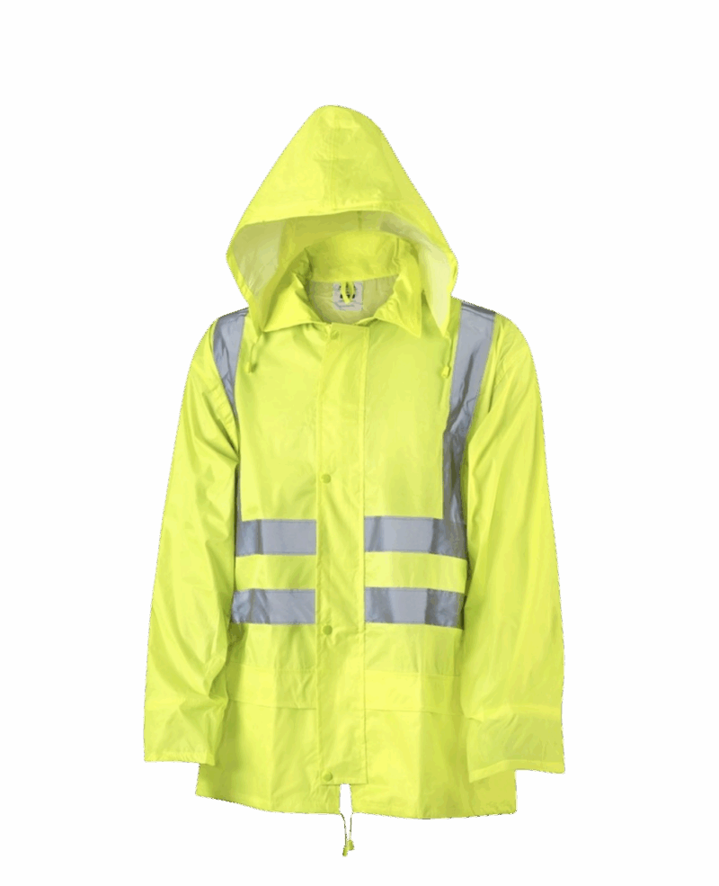 ENSEMBLE DE PLUIE AQUA, VESTE + PANTALON, JAUNE FLUO AVEC BANDES REFLECHISSANTES – Image 2
