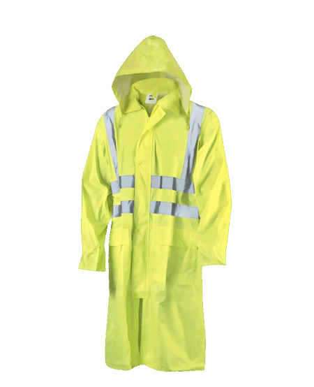 MANTEAU DE PLUIE OCEAN, JAUNE FLUO AVEC BANDES REFLECHISSANTES