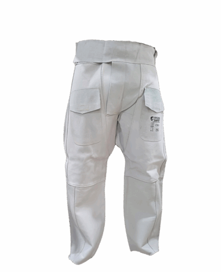 PANTALON SOUDEUR IVOIRE SAFETY AMS-1509 EN CUIR CROUTE, GRIS