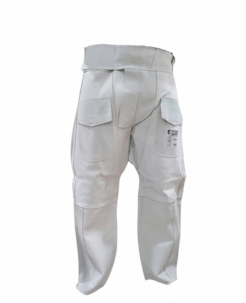 PANTALON SOUDEUR IVOIRE SAFETY AMS-1509 EN CUIR CROUTE, GRIS