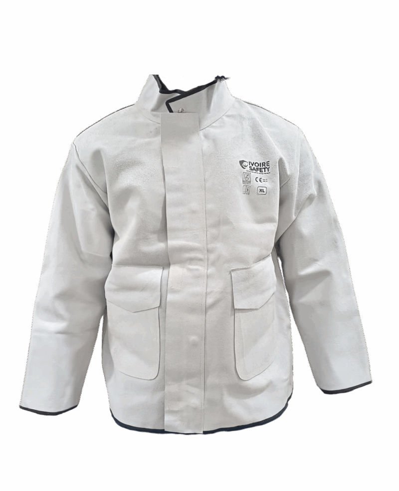 VESTE SOUDEUR IVOIRE SAFETY AMS-1510 EN CUIR CROUTE, GRIS