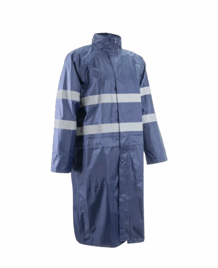 MANTEAU PLUIE RAINET COAT BLEU NAVY AVEC 2 BANDES RETROREFLECHISSANTES