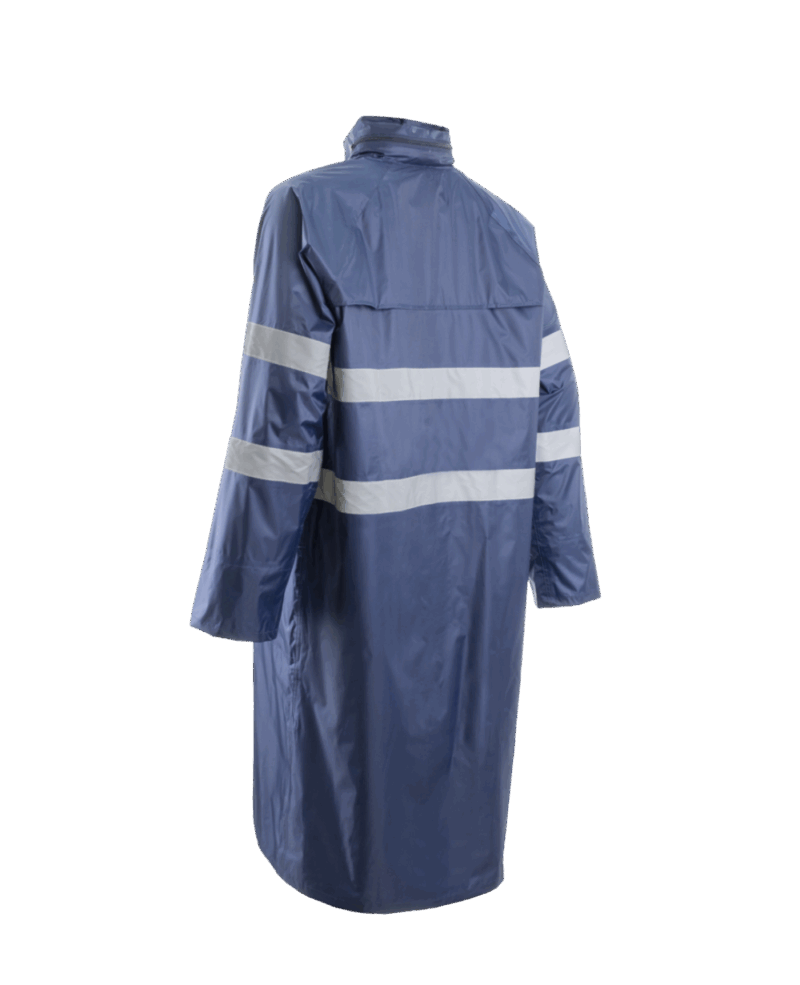 MANTEAU PLUIE RAINET COAT BLEU NAVY AVEC 2 BANDES RETROREFLECHISSANTES – Image 2