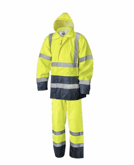 ENSEMBLE DE PLUIE RAINSTORM JAUNE HV/NAVY OXFORD + BANDES REFLECHISSANTES