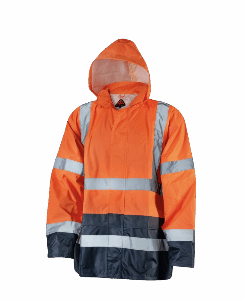 ENSEMBLE DE PLUIE RAINSTORM ORANGE/NAVY OXFORD + BANDES REFLECHISSANTES – Image 2