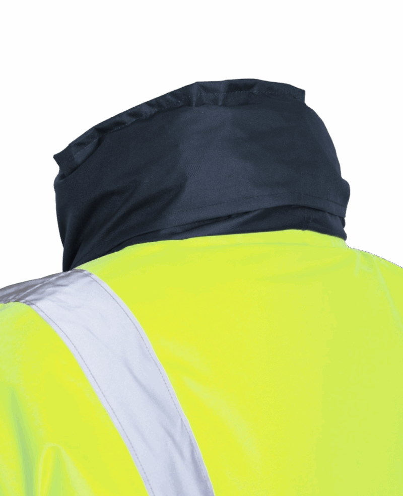VESTE/PARKA IMPERMEABLE DOUBLE NEON JAUNE/NAVY AVEC BANDES REFLECHISSANTES – Image 5