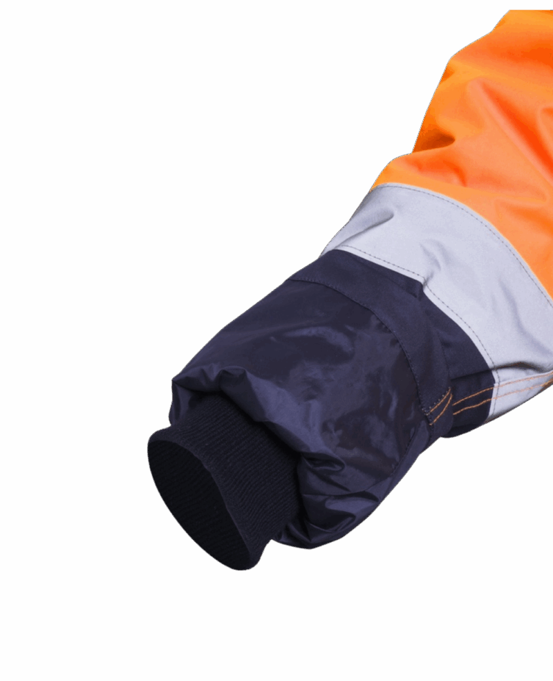 VESTE/PARKA IMPERMEABLE DOUBLE FLASH BOMBER ORANGE/NAVY AVEC BANDES REFLECHISSANTES – Image 5