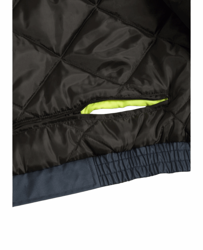 VESTE/PARKA IMPERMEABLE DOUBLE FLASH BOMBER JAUNE/NAVY AVEC BANDES REFLECHISSANTES – Image 6