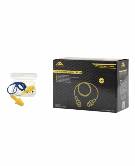 BOUCHON D'OREILLE REUTILISABLE JAUNE+BOITIER DE RANGEMENT(VENDU PAR BOITE DE 50)