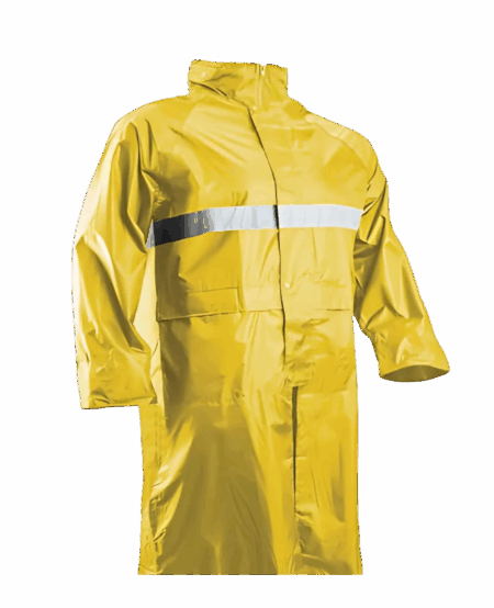 MANTEAU DE PLUIE JAUNE AVEC BANDE REFLECHISSANTE 3CM