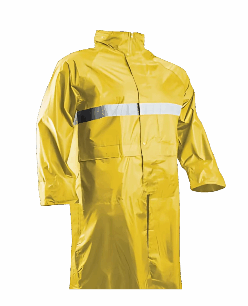 MANTEAU DE PLUIE JAUNE AVEC BANDE REFLECHISSANTE 3CM
