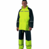 ENSEMBLE DE PLUIE SOUPLE JAUNE FLUO AVEC BANDES REFLECHISSANTES