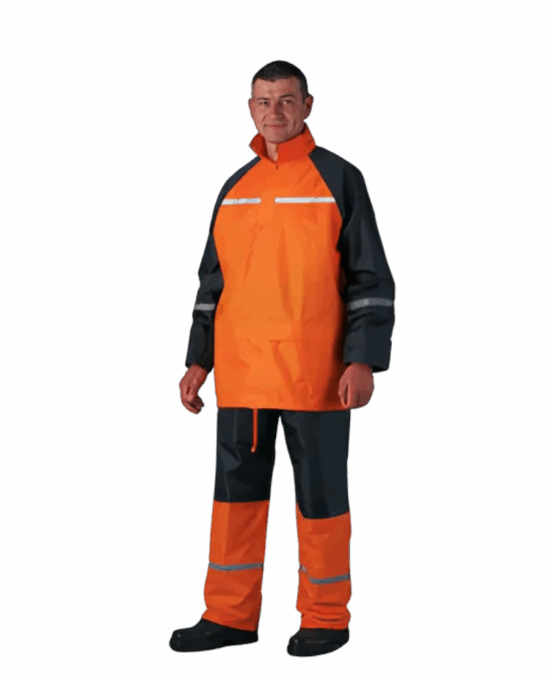 ENSEMBLE DE PLUIE PVC SOUPLE ORANGE FLUO