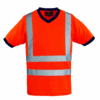 T-SHIRT YARD COL V HI-VIZ ORANGE, 100% POLYESTER + BANDES RETRO