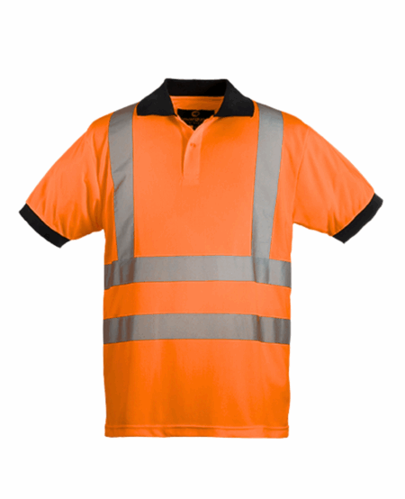 POLO YARD MANCHE COURTE HV ORANGE AVEC BANDE RETROREFLECHISSANTE