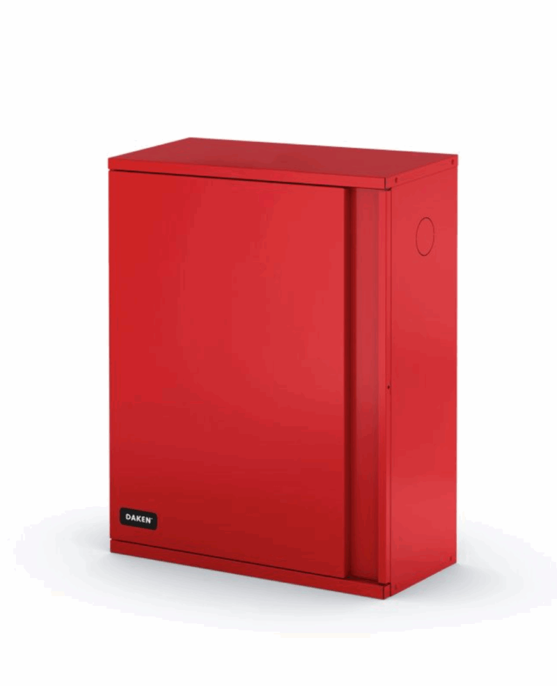 COFFRE POUR TUYAUX INCENDIE UNI 45 EN ACIER PEINT ROUGE - SANS FENETRE