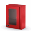 COFFRE POUR TUYAUX INCENDIE UNI 45 EN ACIER PEINT ROUGE - AVEC FENETRE (430X550X195)