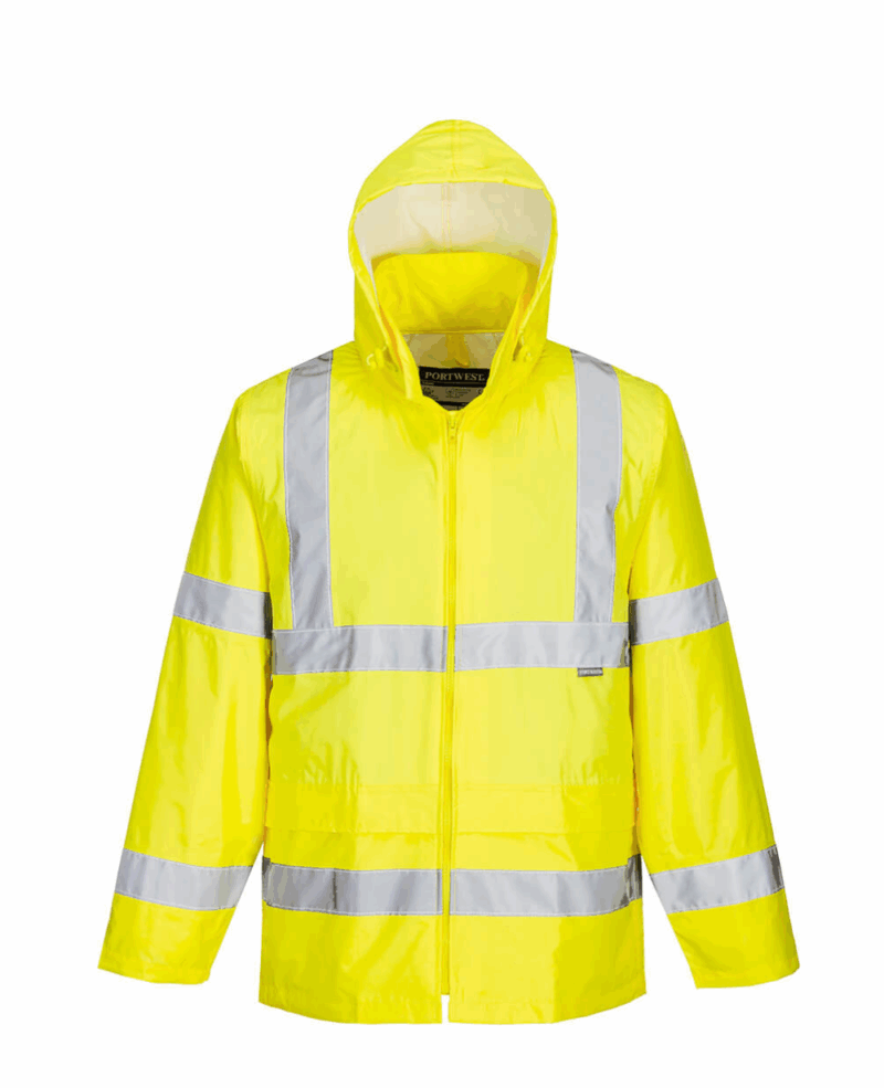VESTE DE PLUIE H440 PORTWEST HAUTE VISIBILITE 100% POLYESTER, JAUNE AVEC BANDE