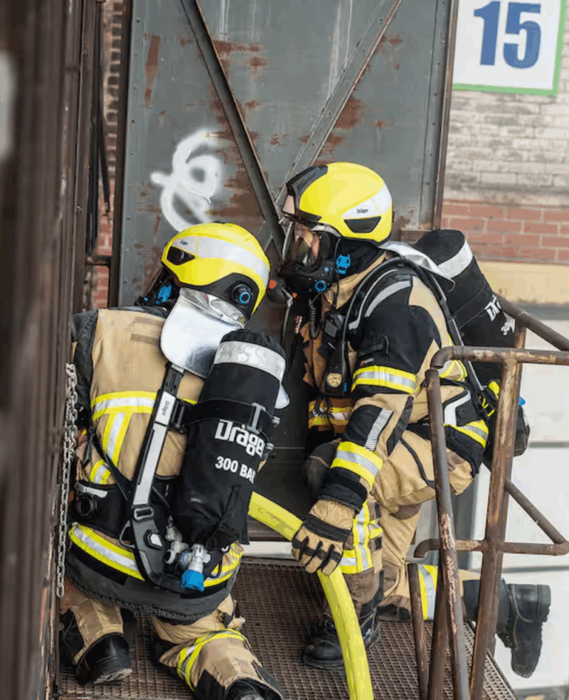 CASQUE POMPIER DRAEGER HPS SAFEGUARD, JAUNE FLUORESCENT ECRAN FACIAL ANTI-RAYURE – Image 6