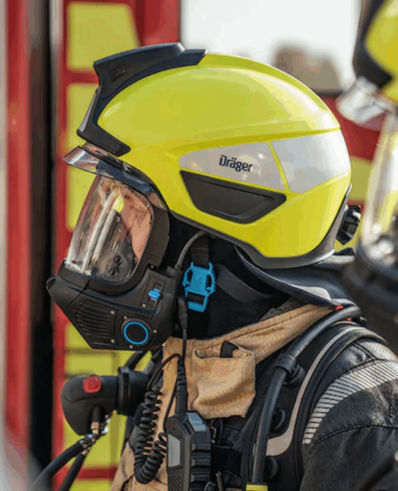 CASQUE POMPIER DRAEGER HPS SAFEGUARD, JAUNE FLUORESCENT ECRAN FACIAL ANTI-RAYURE – Image 3
