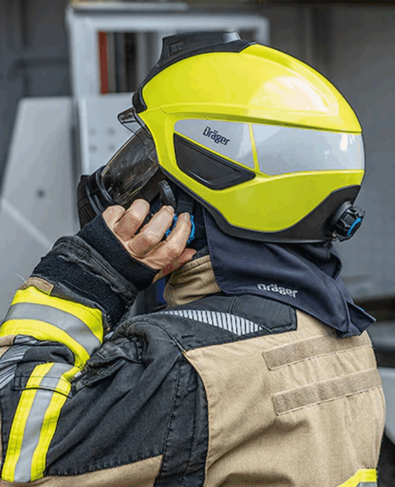 CASQUE POMPIER DRAEGER HPS SAFEGUARD, JAUNE FLUORESCENT ECRAN FACIAL ANTI-RAYURE – Image 5