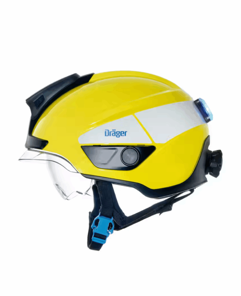 CASQUE POMPIER DRAEGER HPS SAFEGUARD, JAUNE FLUORESCENT ECRAN FACIAL ANTI-RAYURE – Image 2