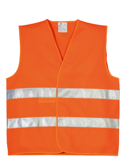 GILET HI-VIZ ORANGE DOUBLE BANDE CLASSE 2.