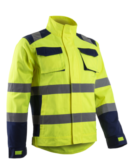 VESTE DE TRAVAIL HIBANA JAUNE HAUTE VISIBILITE/MARINE POLYCOTON
