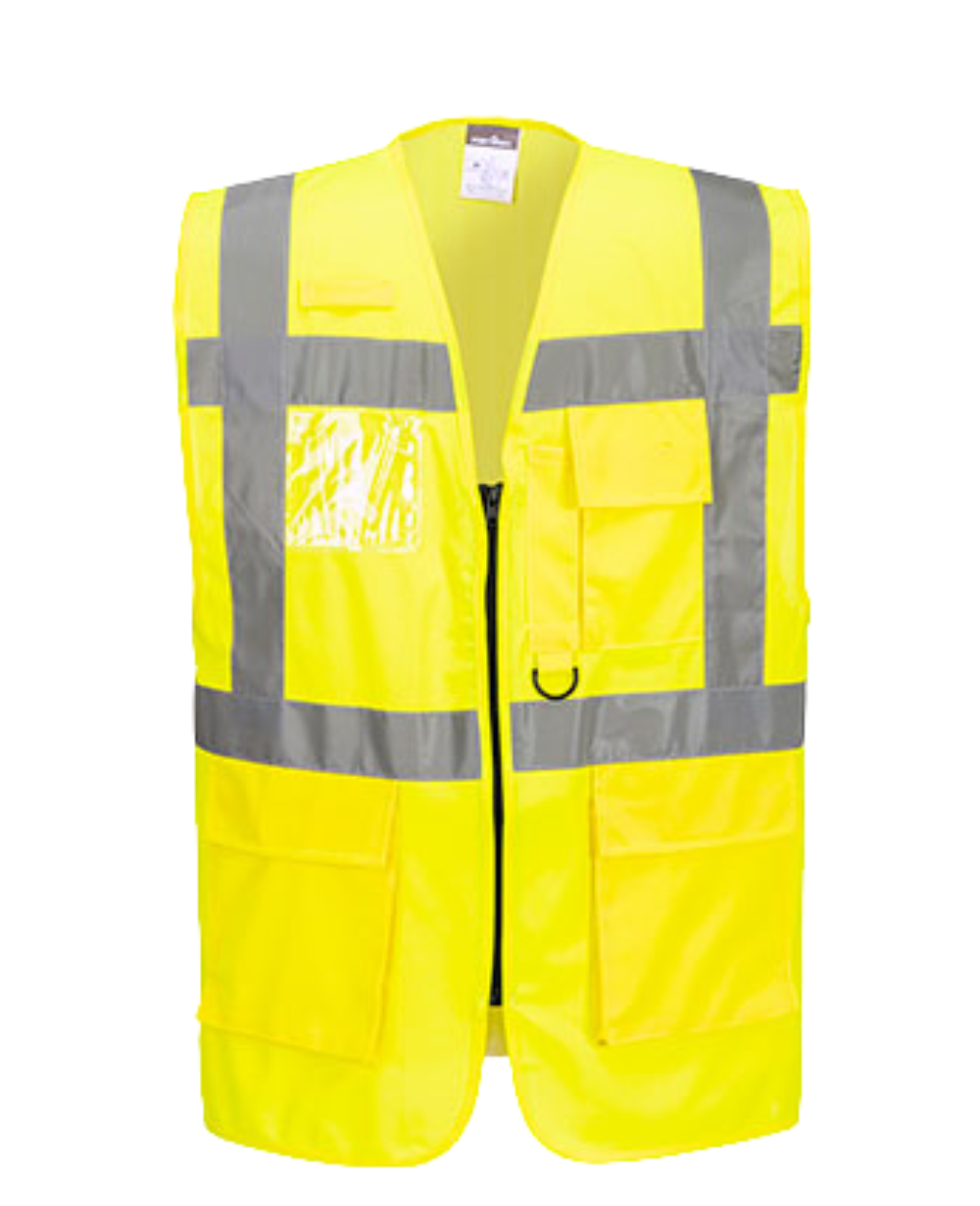 GILET DE SECURITE HV JAUNE PORTWEST MULTI-FONCTION + POCHES EXECUTIVE BERLIN
