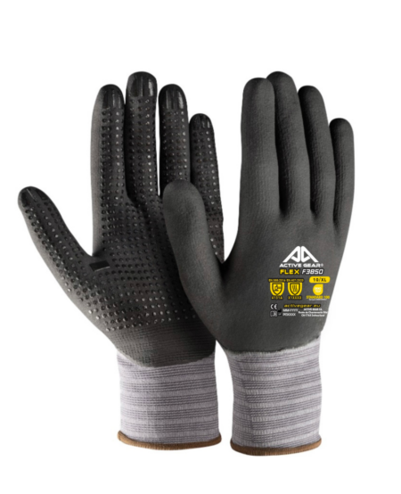 GANT DE PRECISION ACTIVE FLEX ENDUCTION NITRILE MICROMOUSSE NOIR + PICOTS