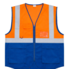 GILET DE SIGNALISATION HV ORANGE/BLEU 4 BANDES RETRO REFLECHISSANTES + POCHE