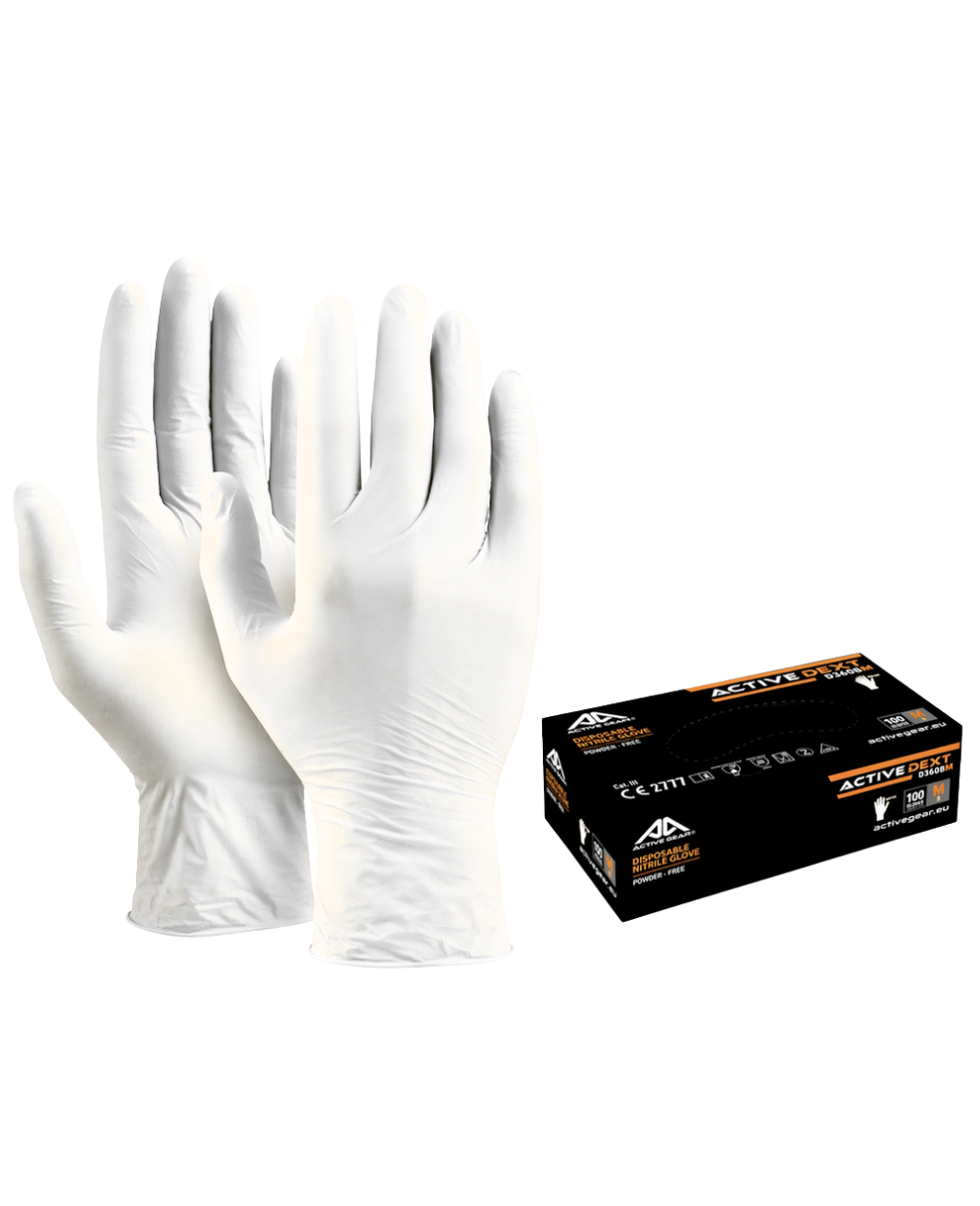 GANT NITRILE BLANC NON POUDRE ACTIVEDEXT ALIMENTAIRE PAQUET DE 100 PCS