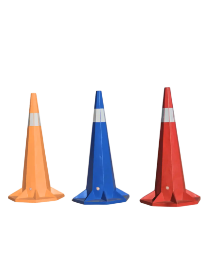 CONE DE SIGNALISATION ROUGE HAUTEUR 1,8 METRES + UNE BANDE REFLECHISSANTE