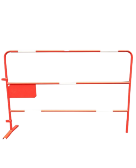 BARRIERE DE CHANTIER ROUGE/BLANC EN ACIER DIMENSSIONS1500X1000MM