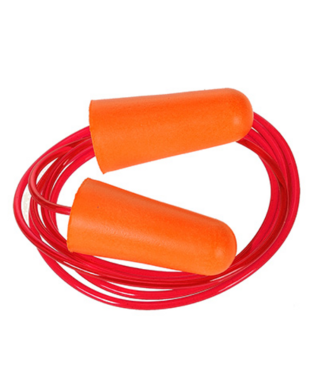 BOUCHON D'OREILLE EN MOUSSE PU PORTWEST AVEC CORDE ORANGE BOITE DE 200 PAIRES