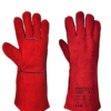 GANT SOUDEUR PORTWEST EN CUIR ROUGE ENTIEREMENT DOUBLE MANCHETTE LONGUE