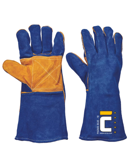 GANT CUIR SOUDEUR CERVA PUGNAX, BLEU PAUME RENFORCEE KEVLAR LONGUEUR 35CM